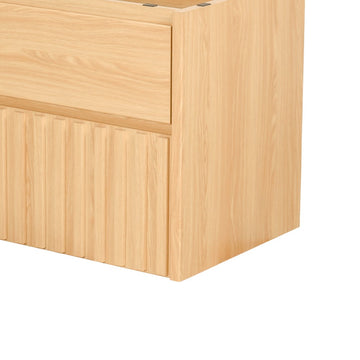 Sherwin Slat Modern Coastal 2-Drawer Wall Mounted Bath Vanity Cabinet Only (Sink Basin Not Included)